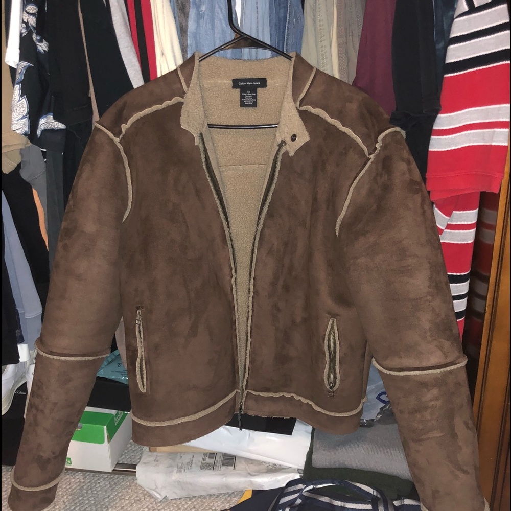 [70% OFF!!] Brown Fur Calvin Klein Coat